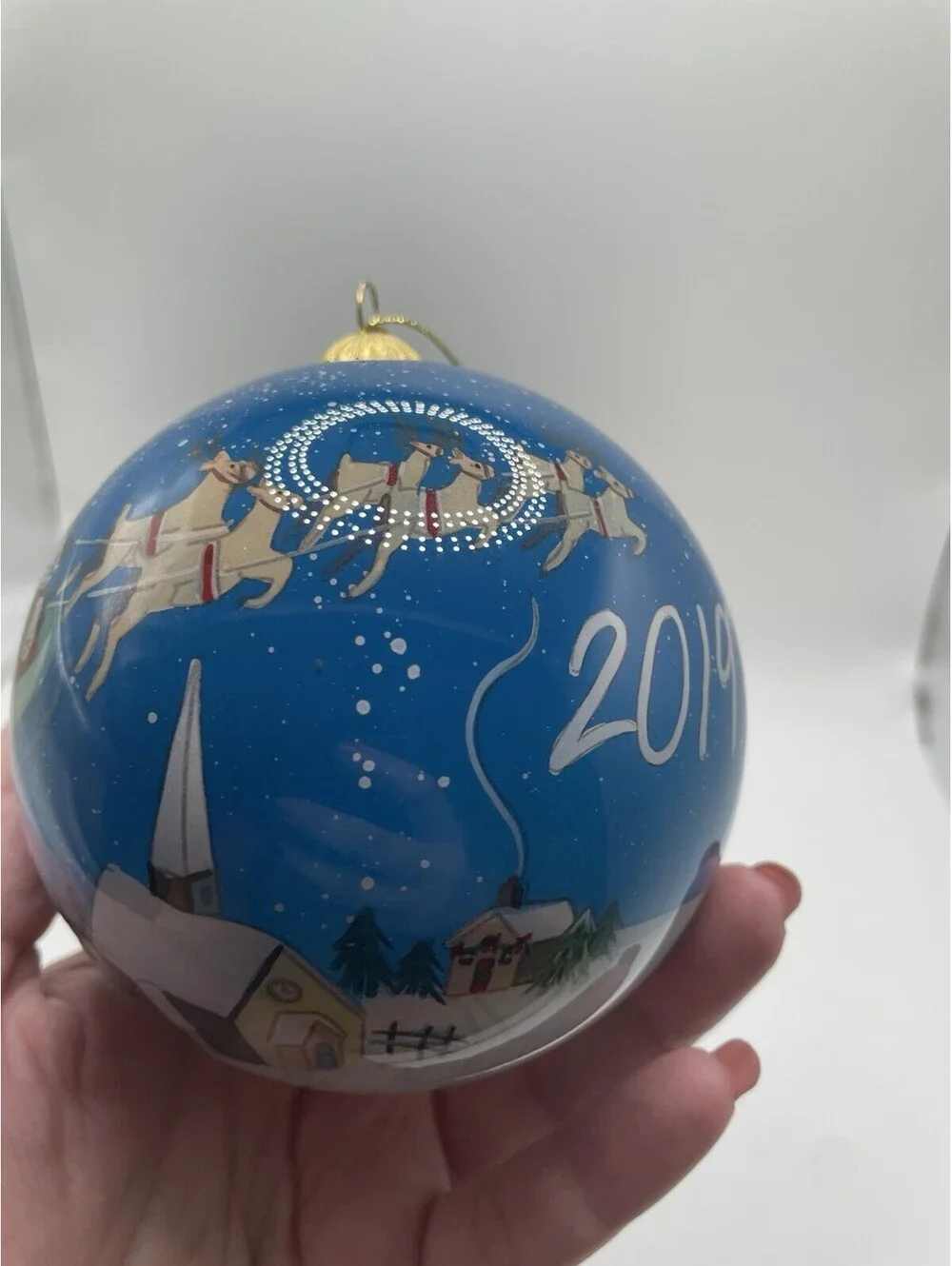 Pier 1 Imports Li Bien 2019 Santa And Reindeer Christmas Ornament with Box